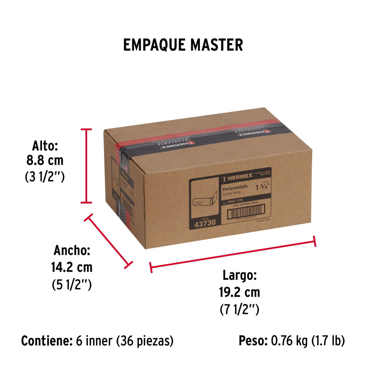 Portacandado latonado 1-3/4"
