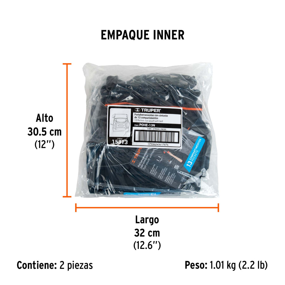 Porta herramientas de poliéster, 13 compartimentos