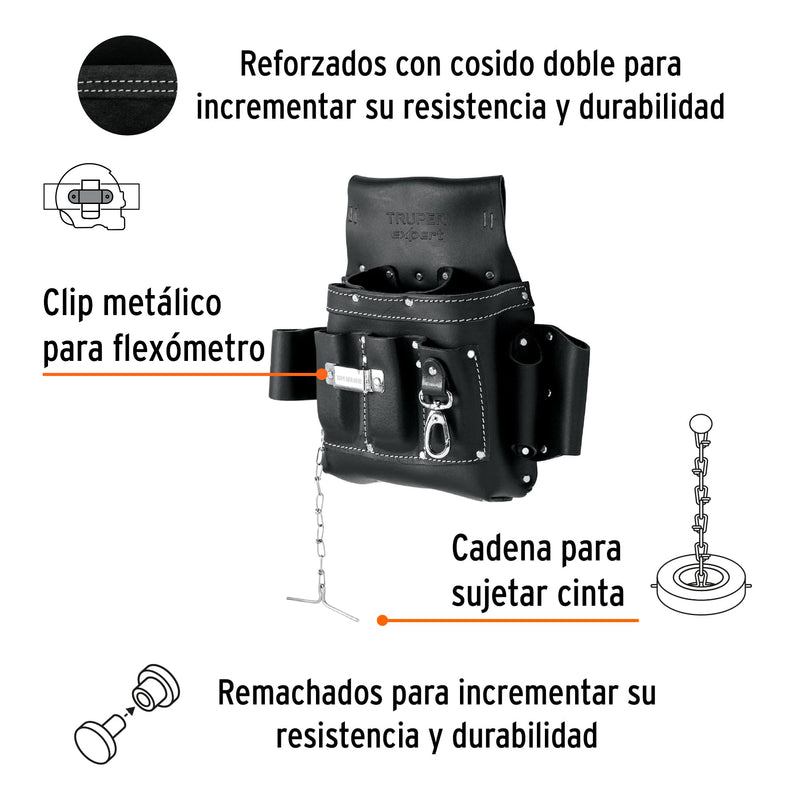 Porta herramientas de carnaza, 8 compartimientos, Expert