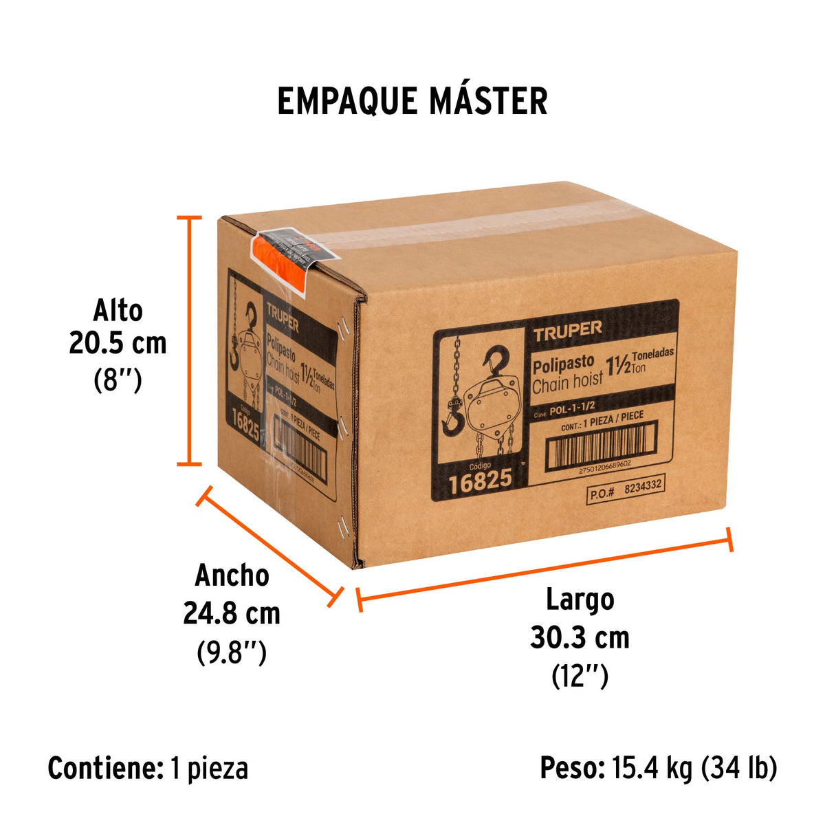 Polipasto de 1-1/2 ton
