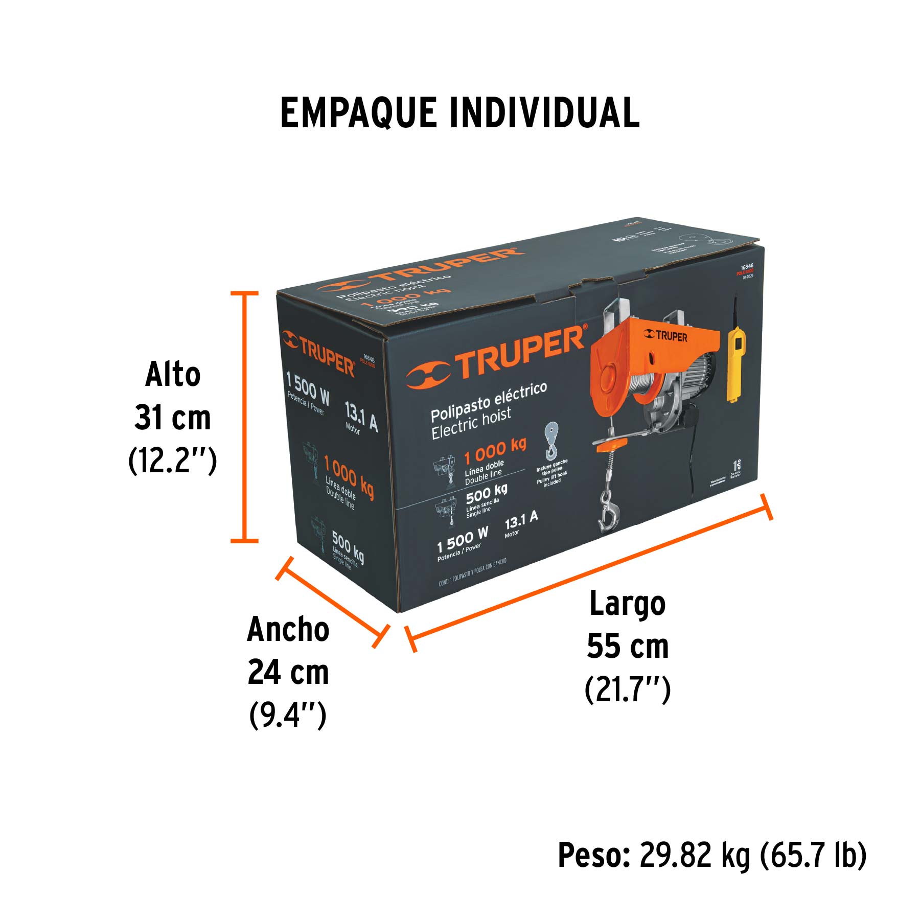 Polipasto eléctrico, 1000 kg