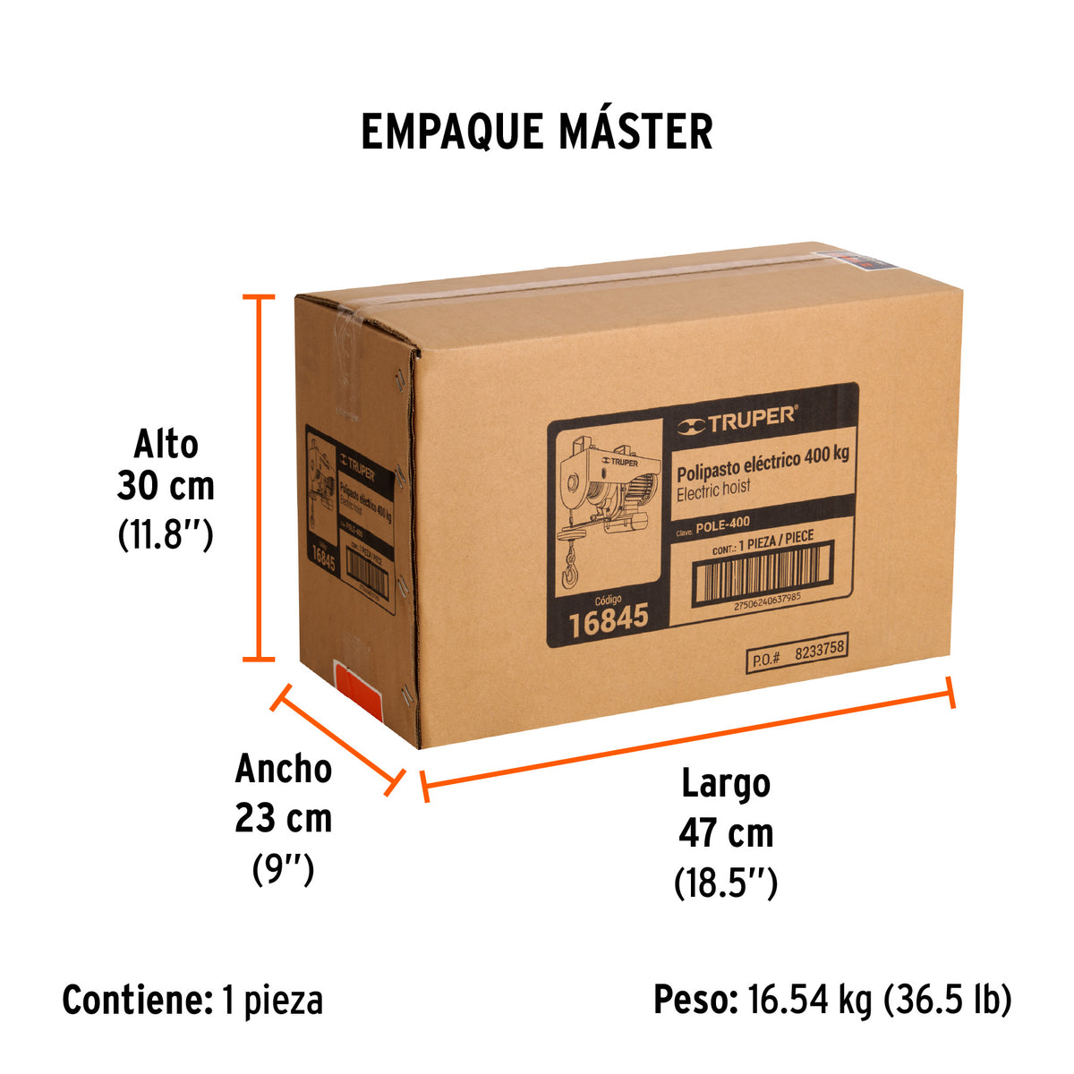 Polipasto eléctrico, 400 kg