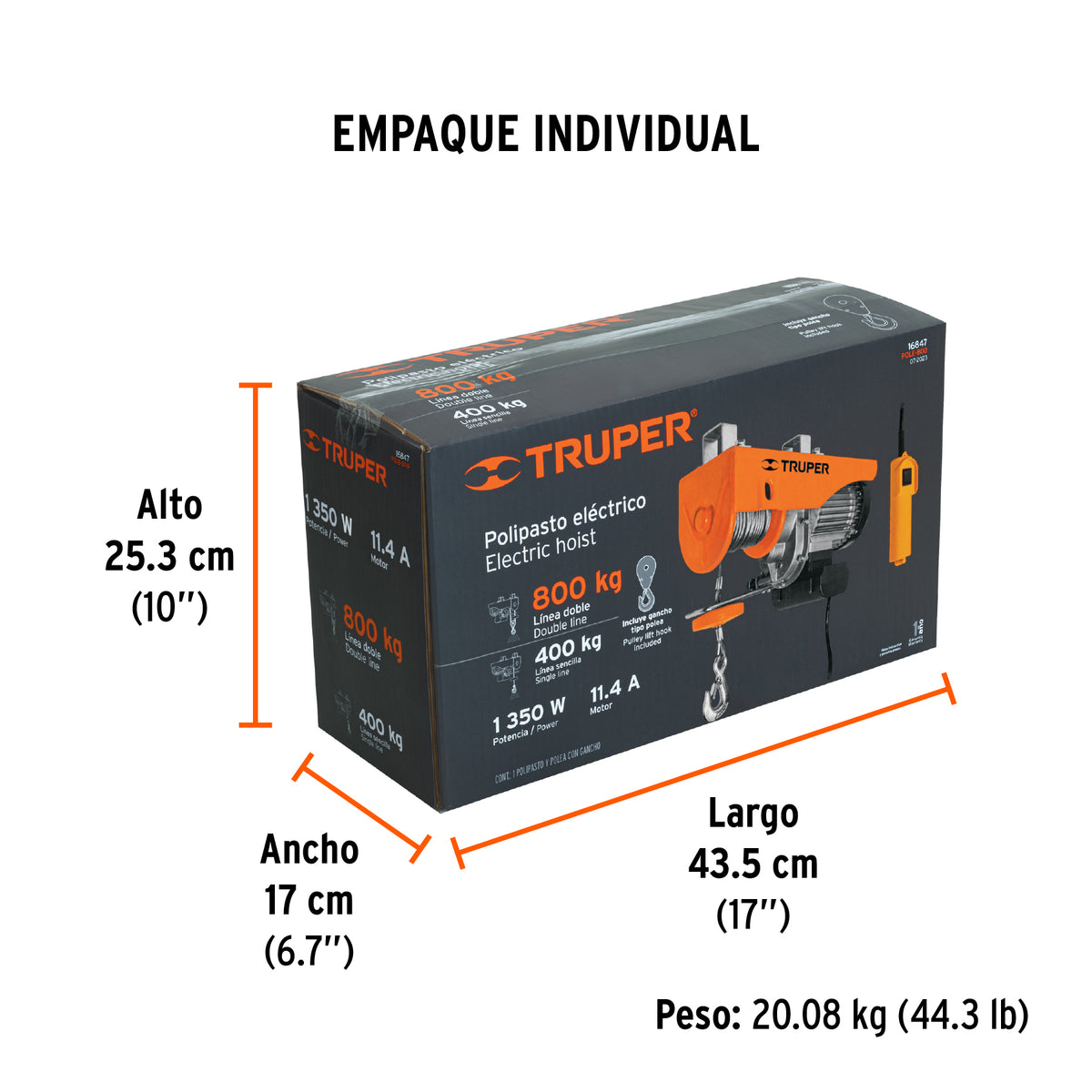 Polipasto eléctrico, 800 kg