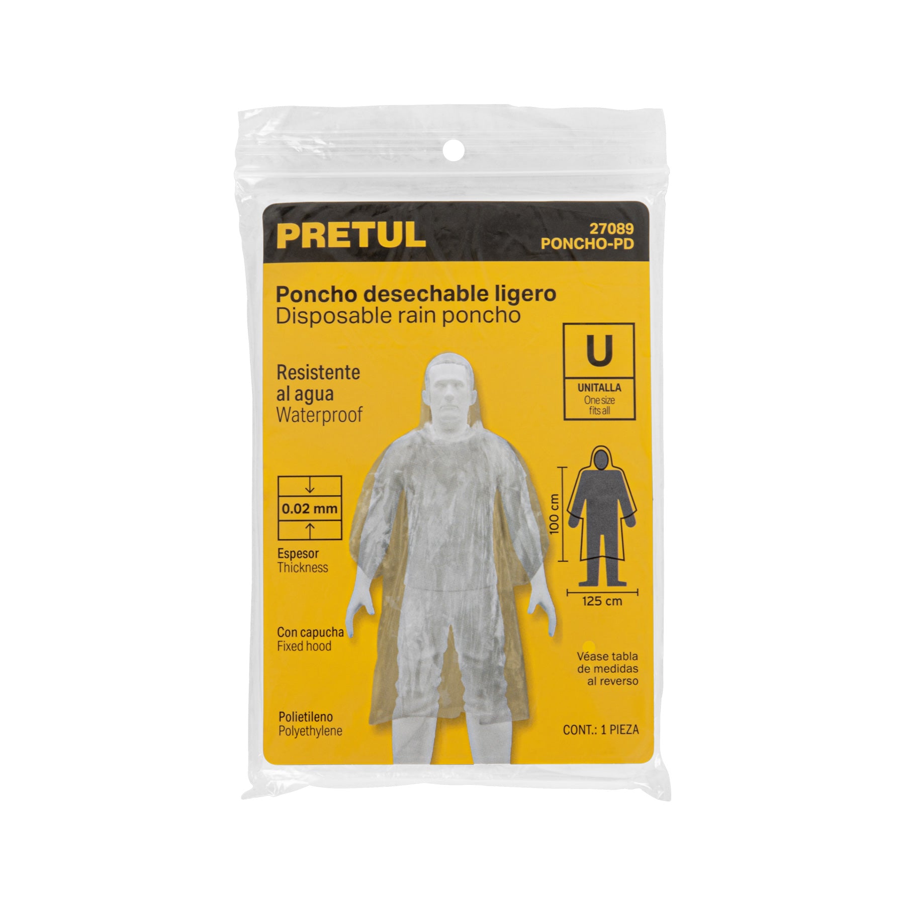 PONCHO DESECHABLE PRETUL