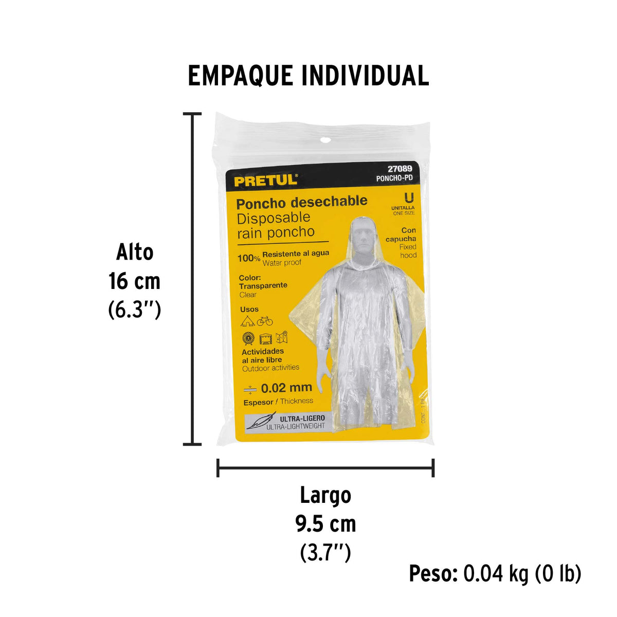 PONCHO DESECHABLE PRETUL