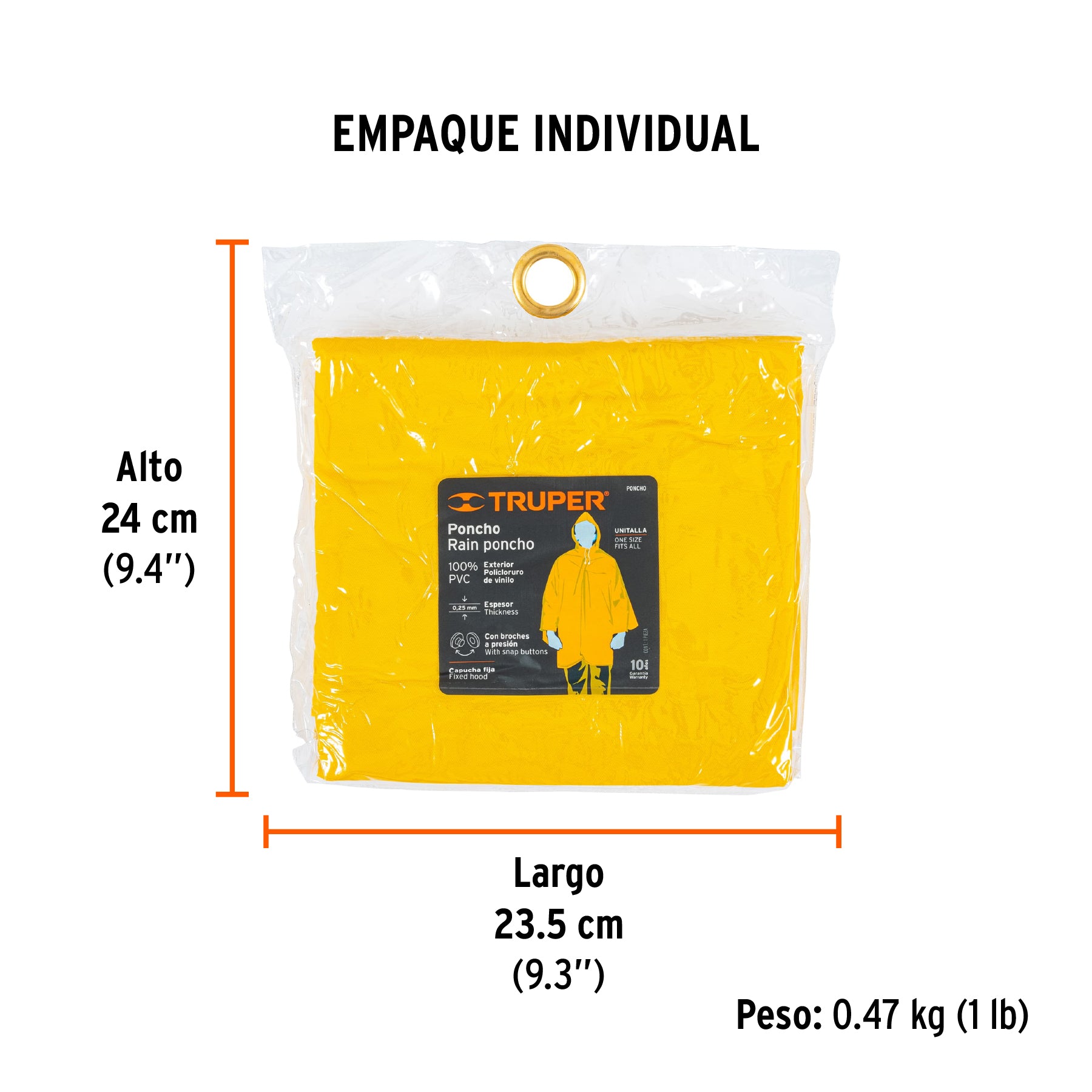Poncho unitalla, espesor 0.25mm, PVC