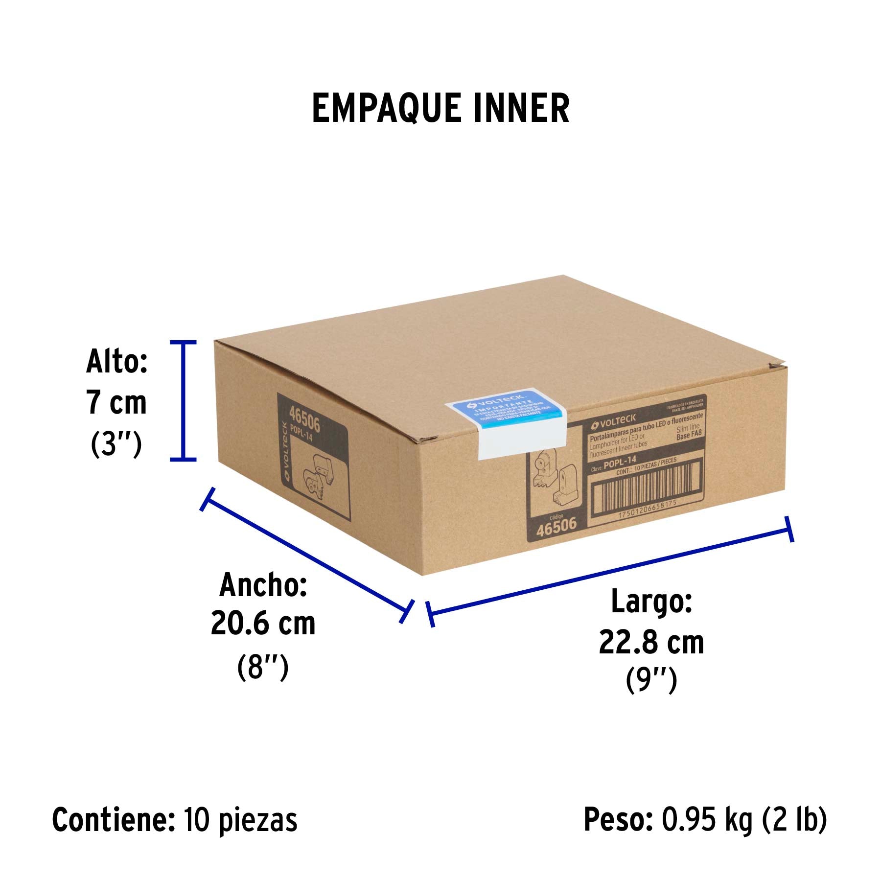 Portalámpara de plástico, slim line, bolsa 2 pzas, Volteck