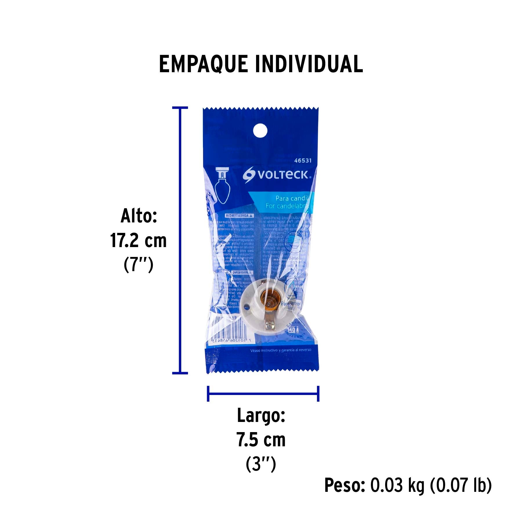 Portalámpara de porcelana para candil, Volteck
