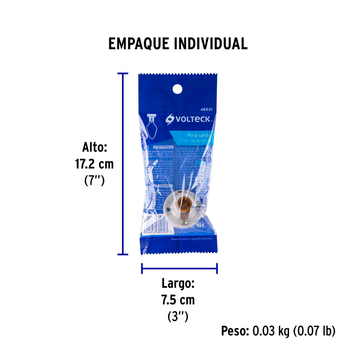 Portalámpara de porcelana para candil, Volteck