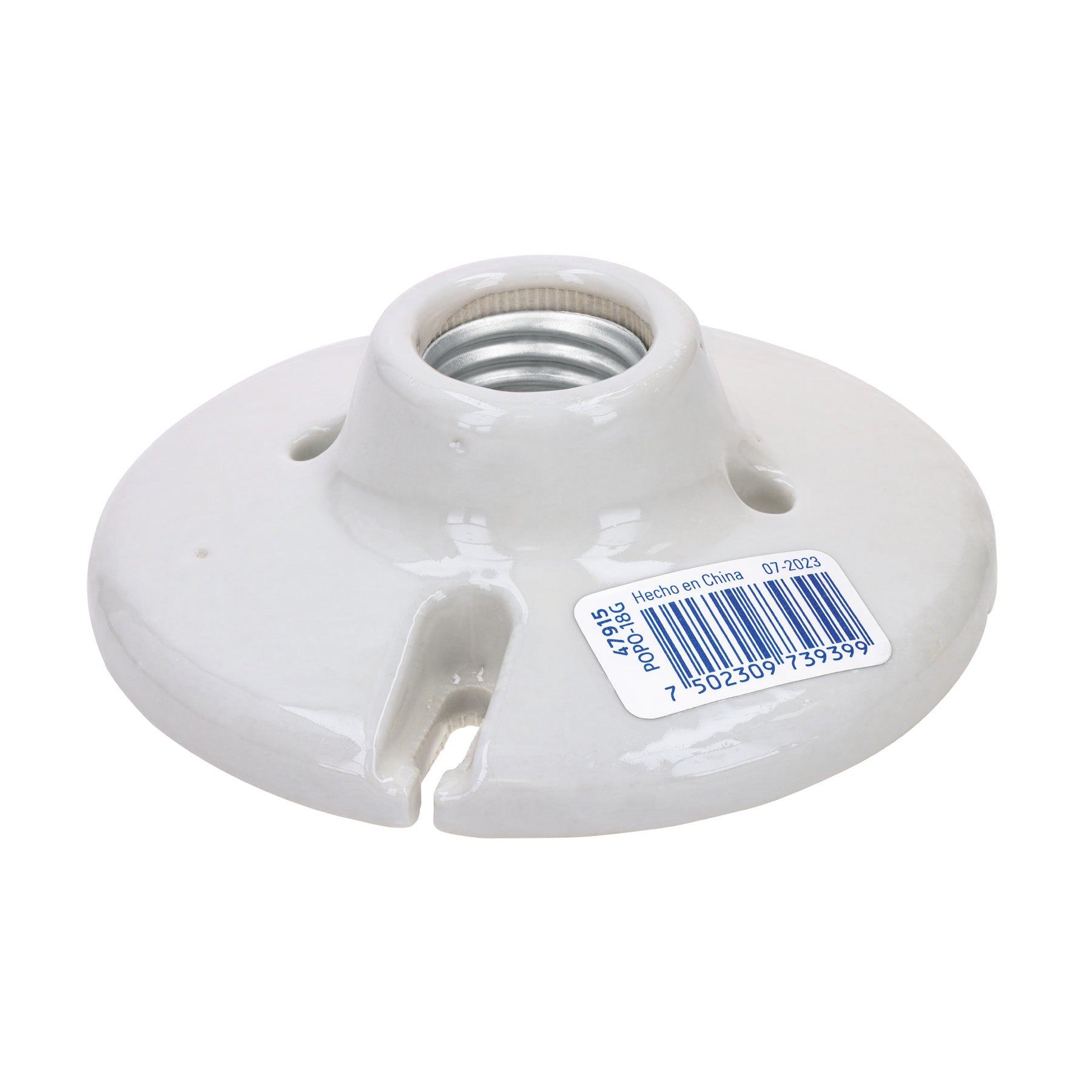 Portalámpara de porcelana, 4-1/2', redonda, a granel Volteck