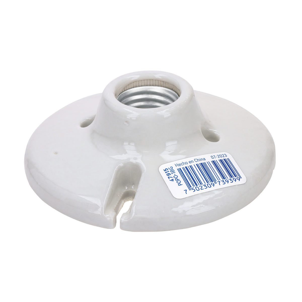 Portalámpara de porcelana, 4-1/2', redonda, a granel Volteck