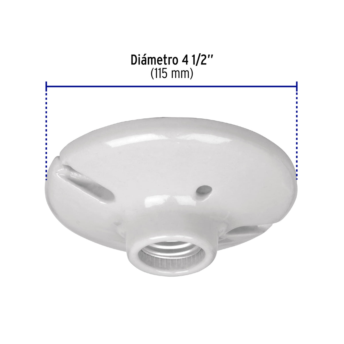 Portalámpara de porcelana, 4-1/2', redonda, a granel Volteck