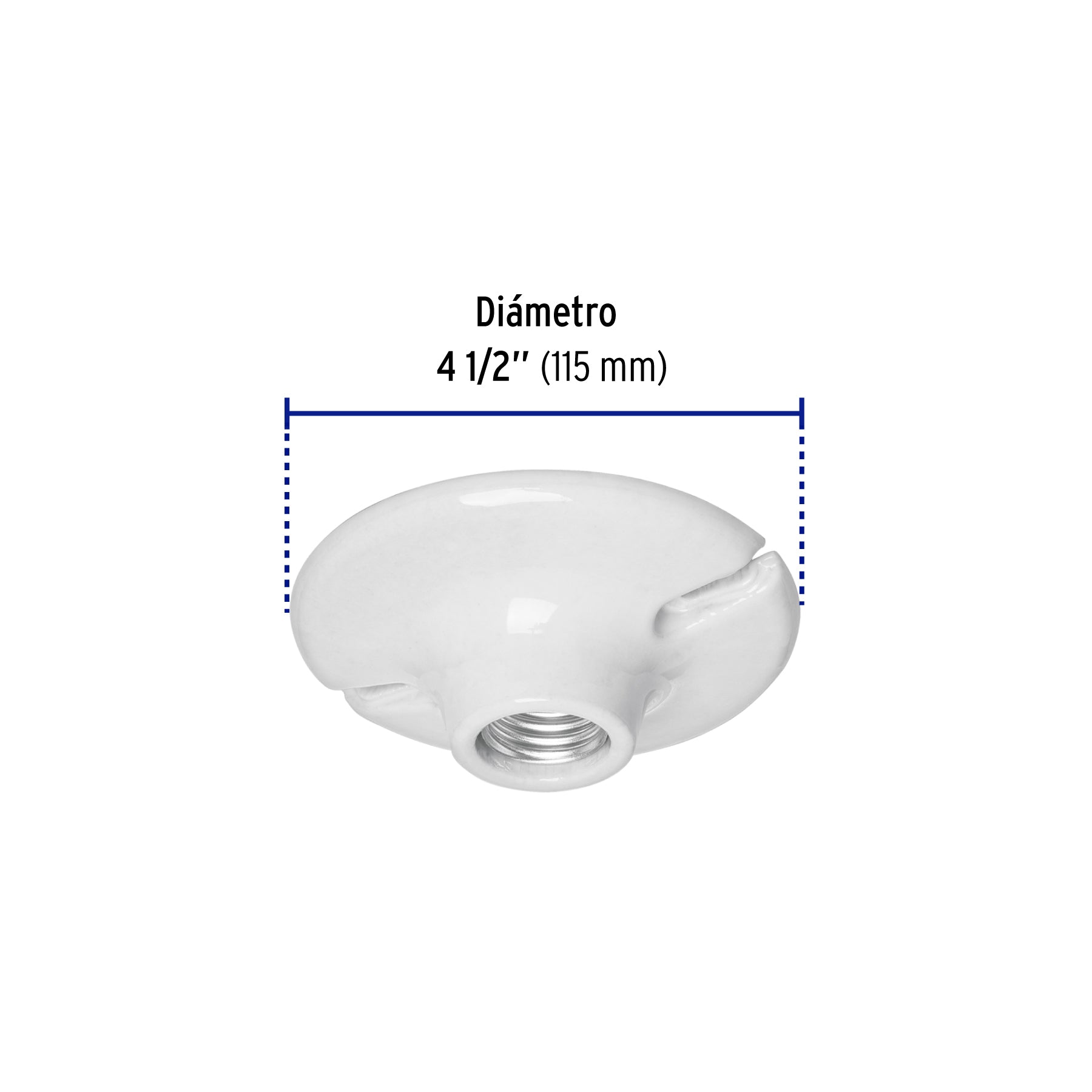 Portalámpara de porcelana, 4-1/2", circular, Volteck