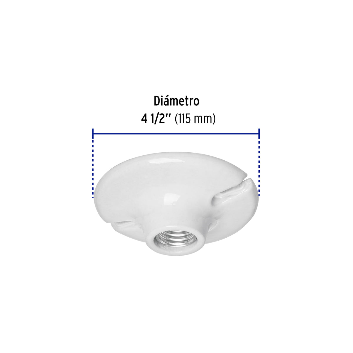 Portalámpara de porcelana, 4-1/2", circular, Volteck