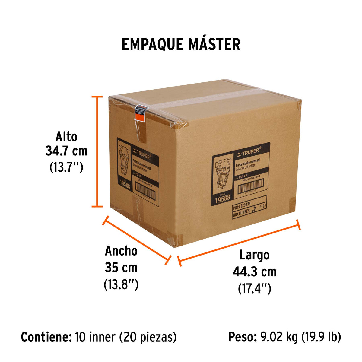Porta taladro de poliester con cinco compartimentos