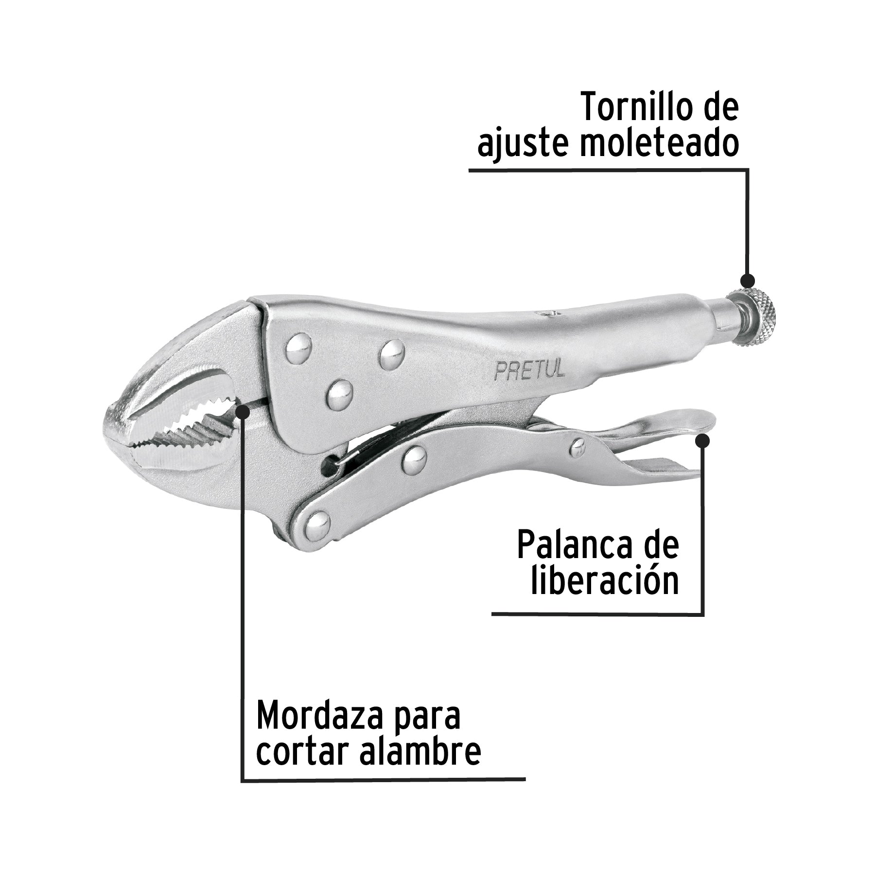 Pinza de presión 10' mordaza curva, a granel, Pretul