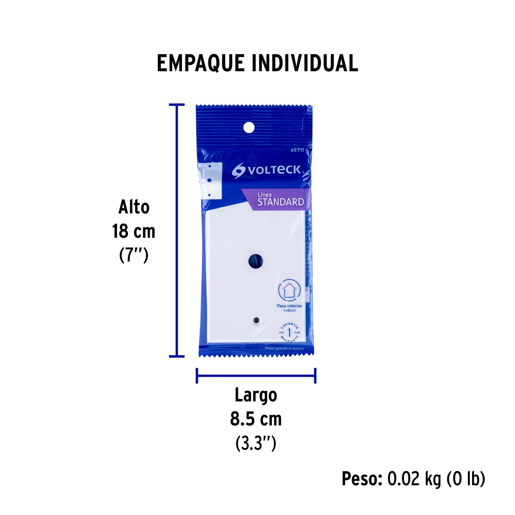 Placa de ABS pasacable, Standard, blanco, Volteck