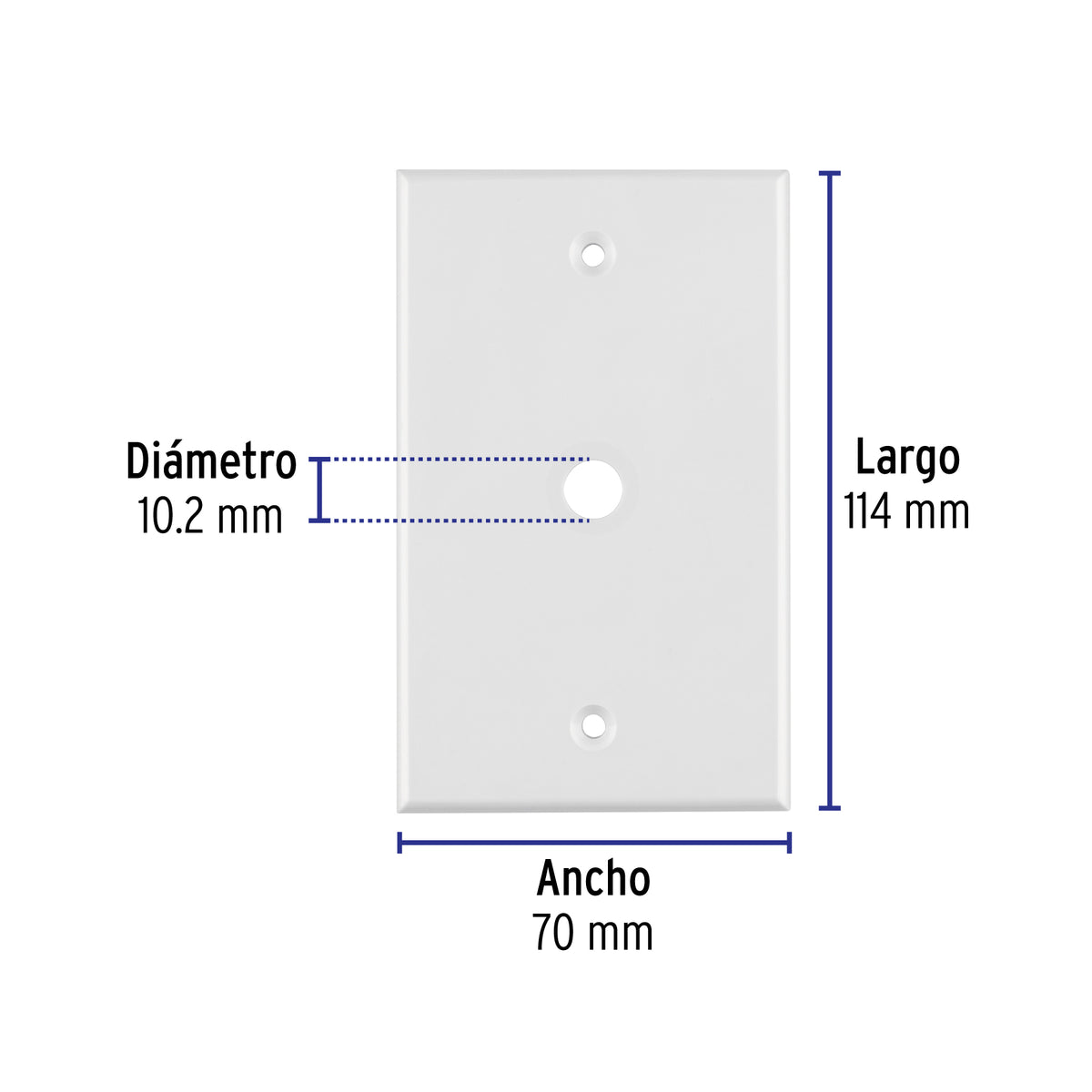 Placa de ABS pasacable, Standard, blanco, Volteck