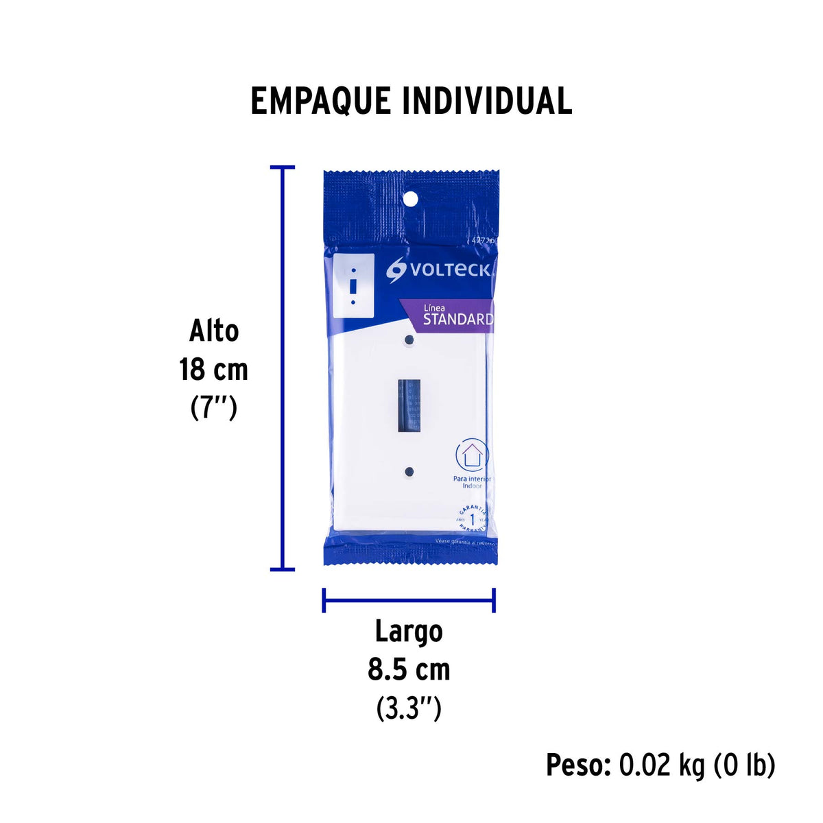 Placa de ABS para interruptor vertical, Standard, blanco