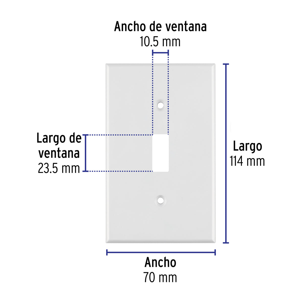 Placa de ABS para interruptor vertical, Standard, blanco