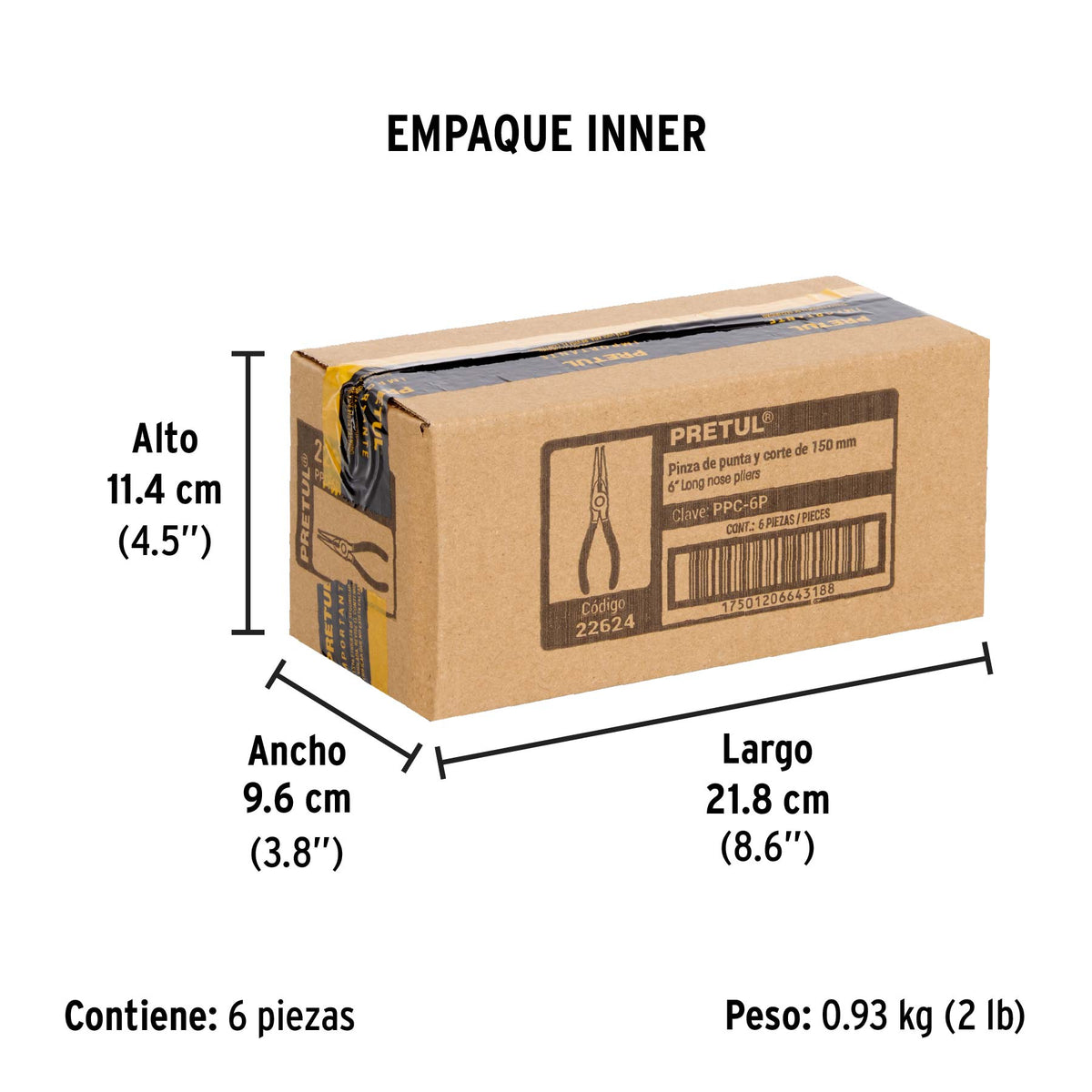 Pinza de punta y corte 6", pretul