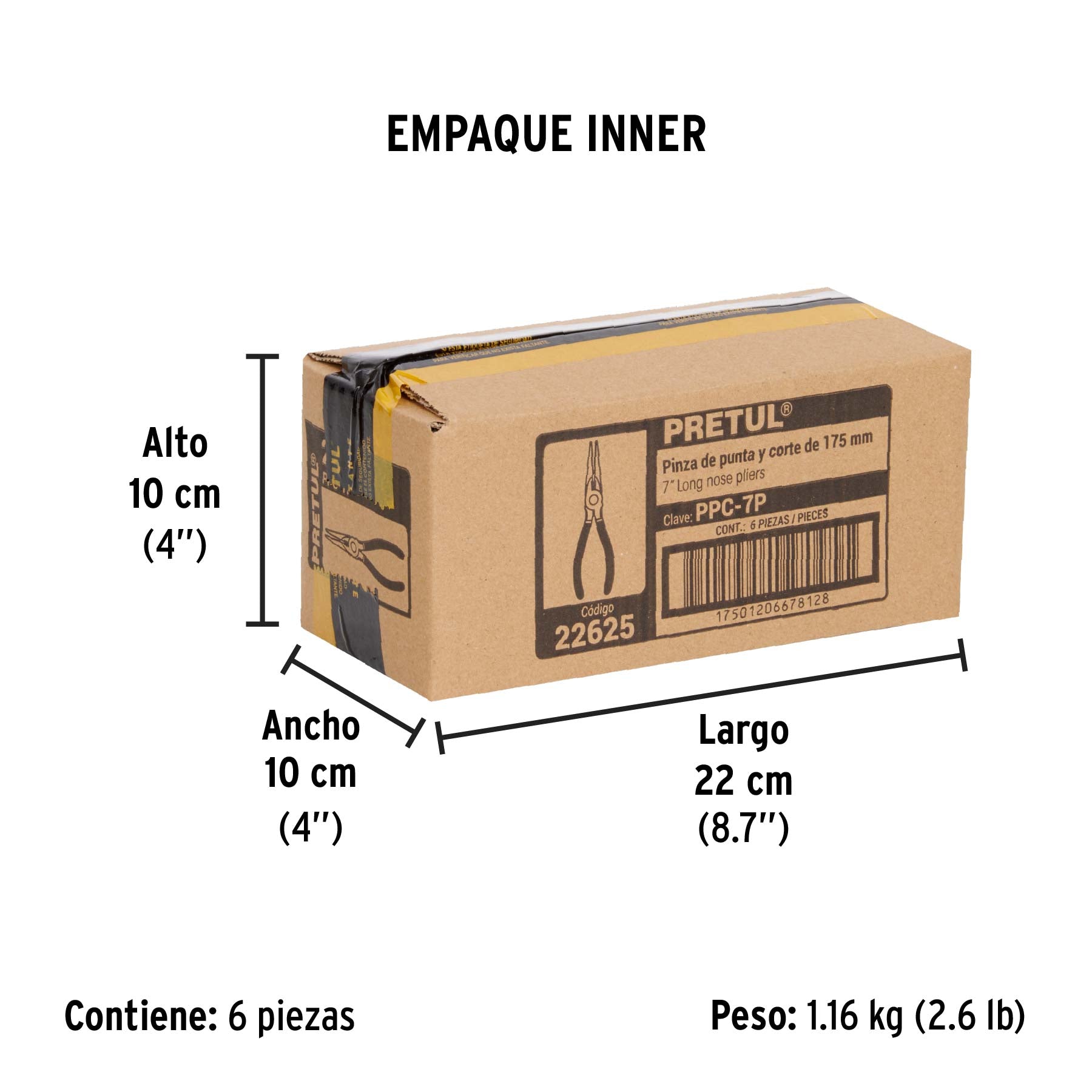 Pinza de punta y corte 7", pretul