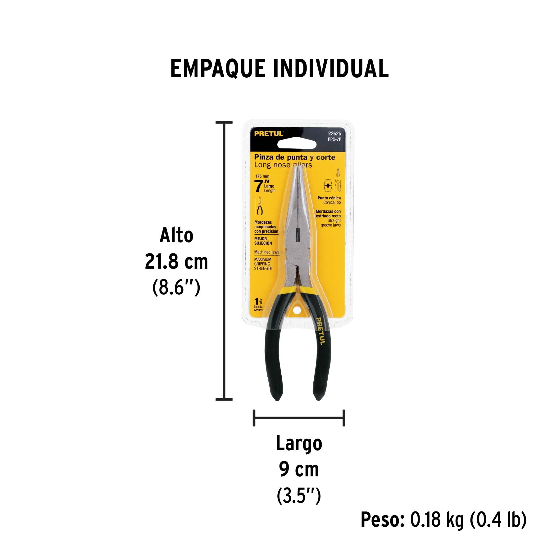 Pinza de punta y corte 7", pretul