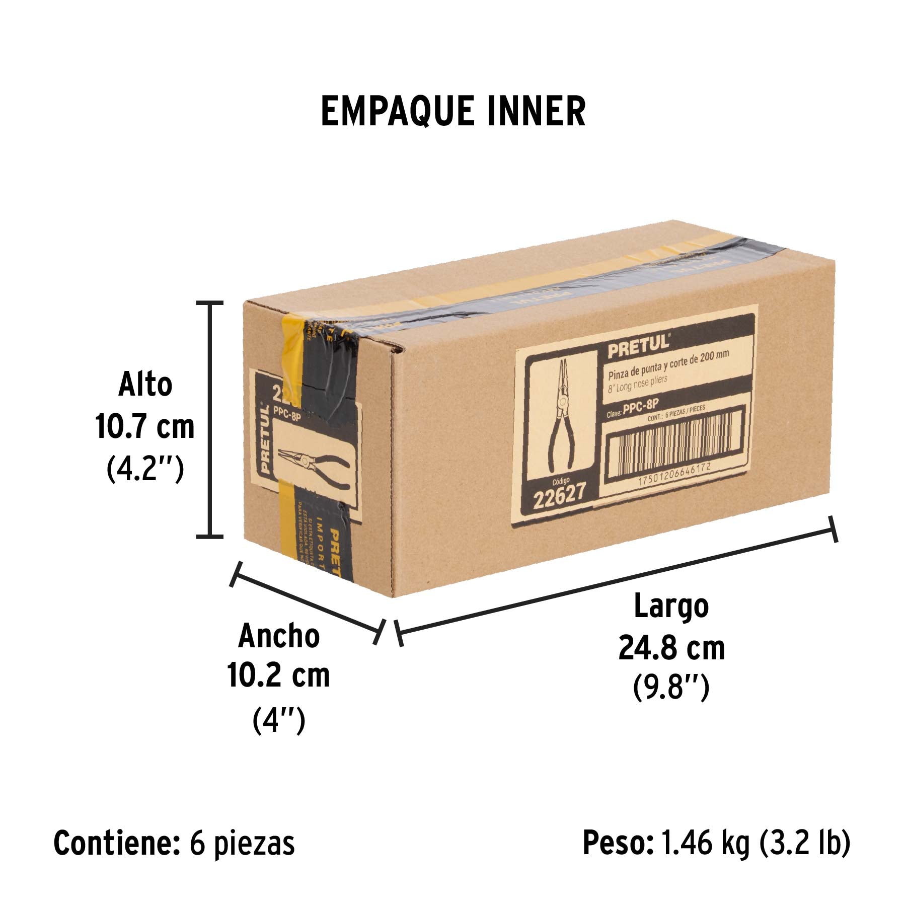 Pinza de punta y corte 8", pretul