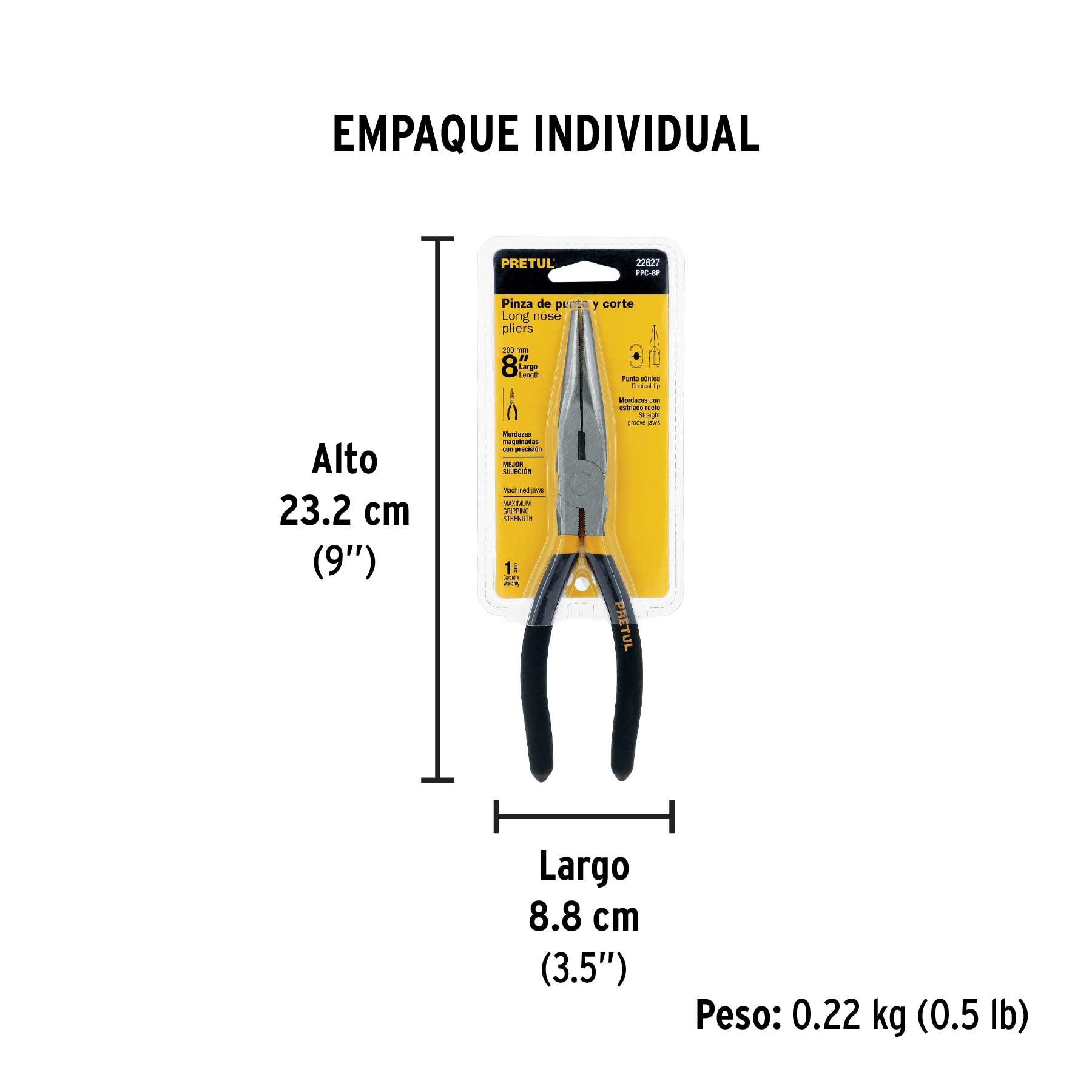 Pinza de punta y corte 8", pretul