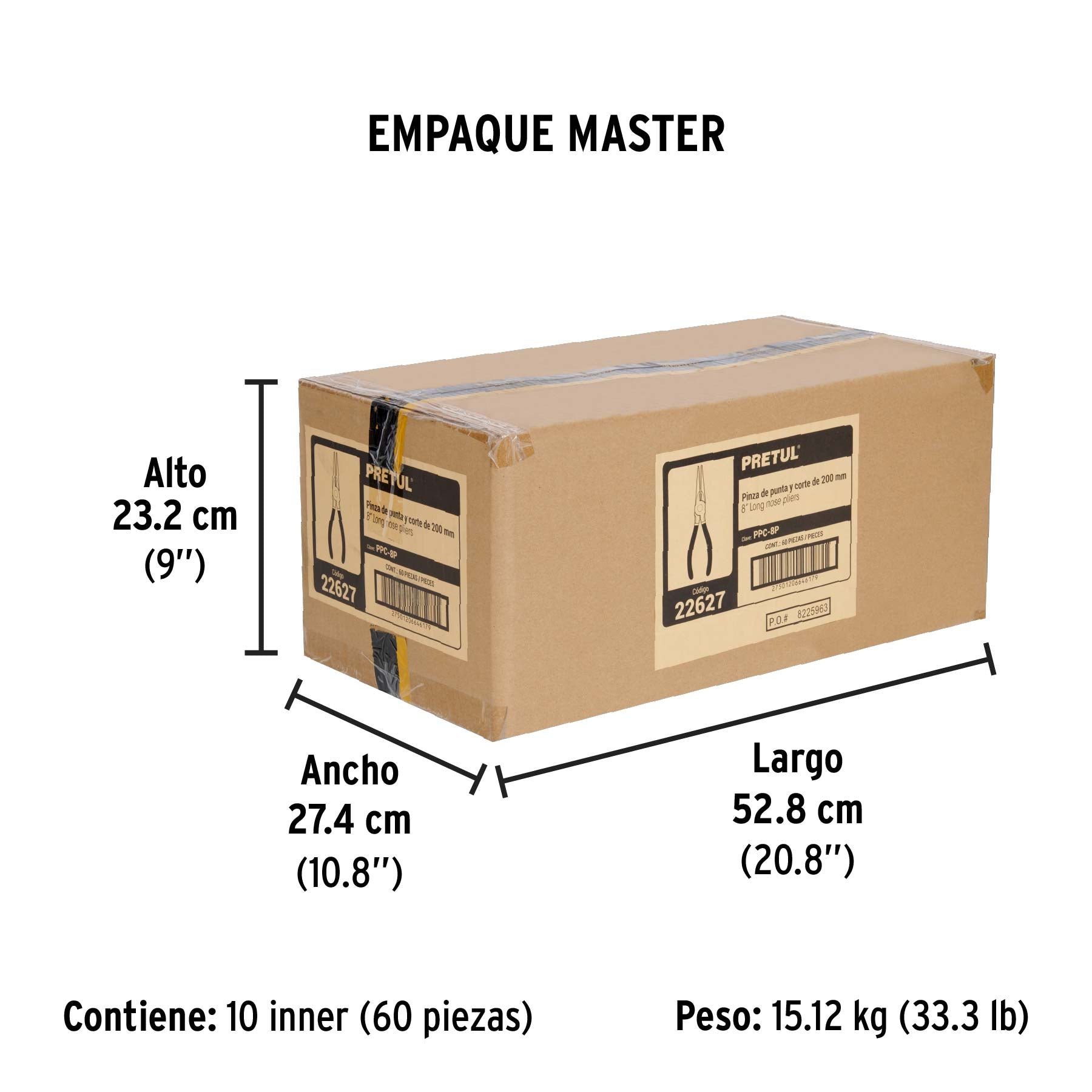 Pinza de punta y corte 8", pretul