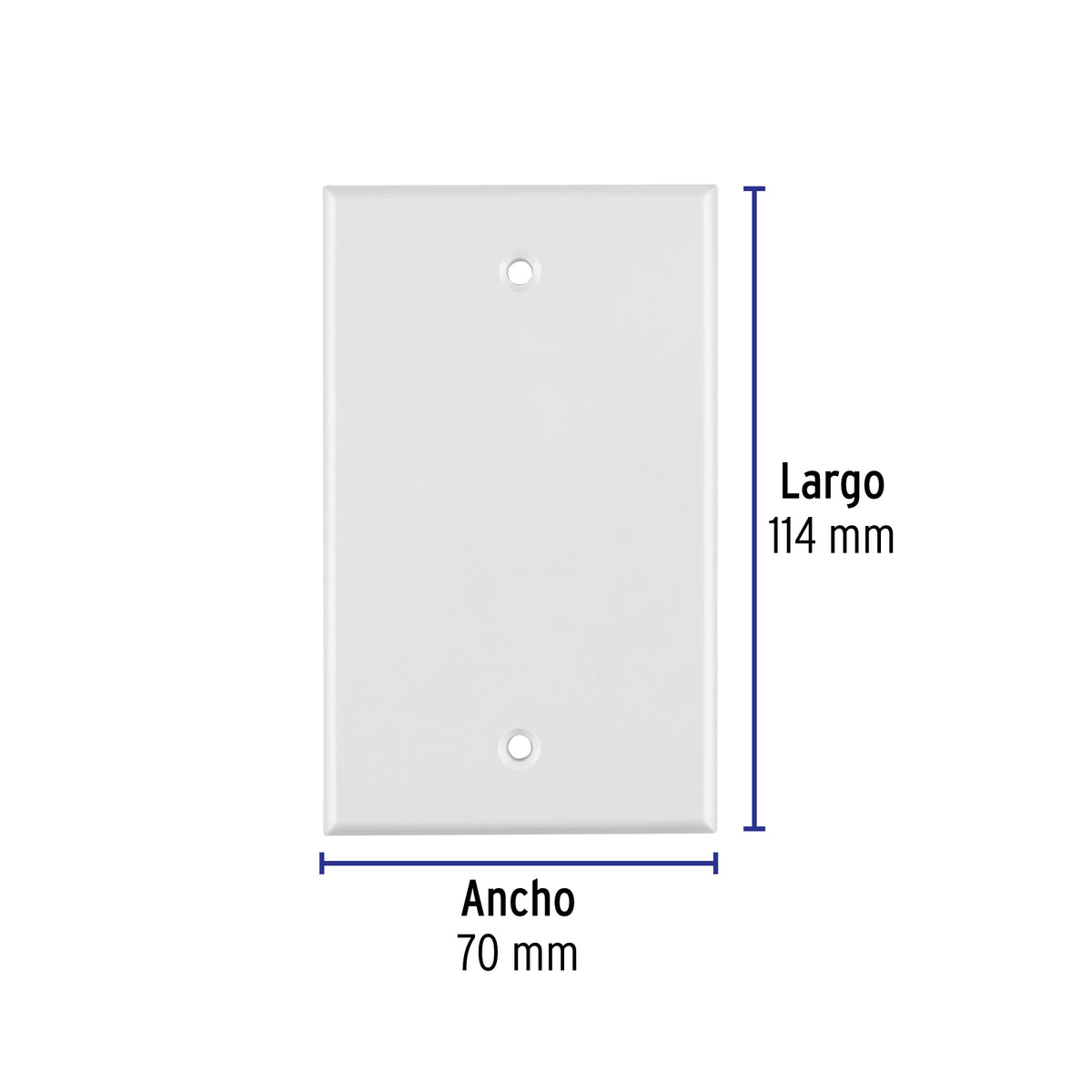 Placa de ABS ciega, Standard, blanco, Volteck