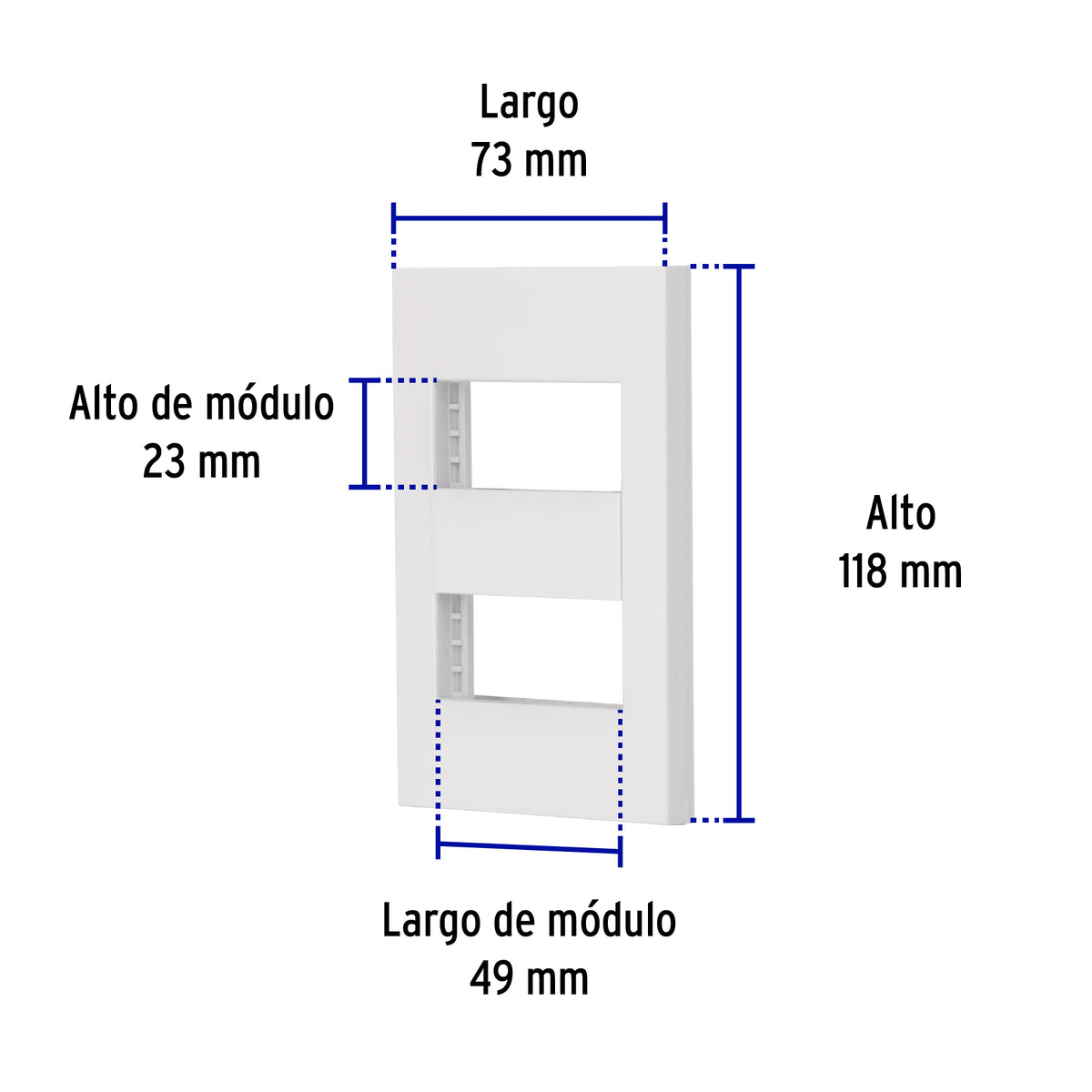 Placa 2 ventanas, 1 módulo, línea Española, color blanco
