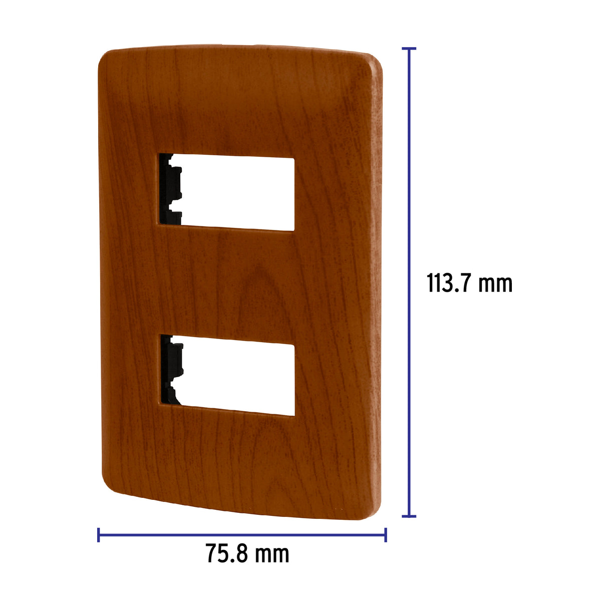 Placa 2 módulos de ABS, línea Italiana, acabado madera