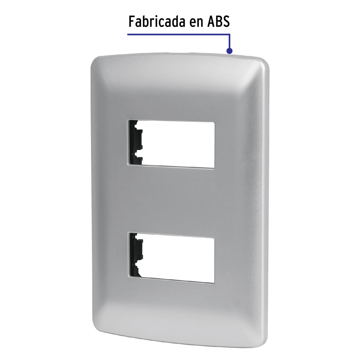 Placa 2 módulos de ABS, línea italiana, color plata