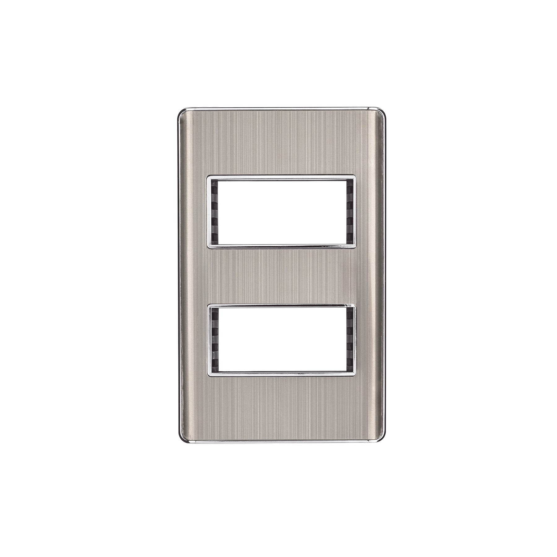 Placa de acero inox con 2 ventanas 1 módulo, línea Lisboa