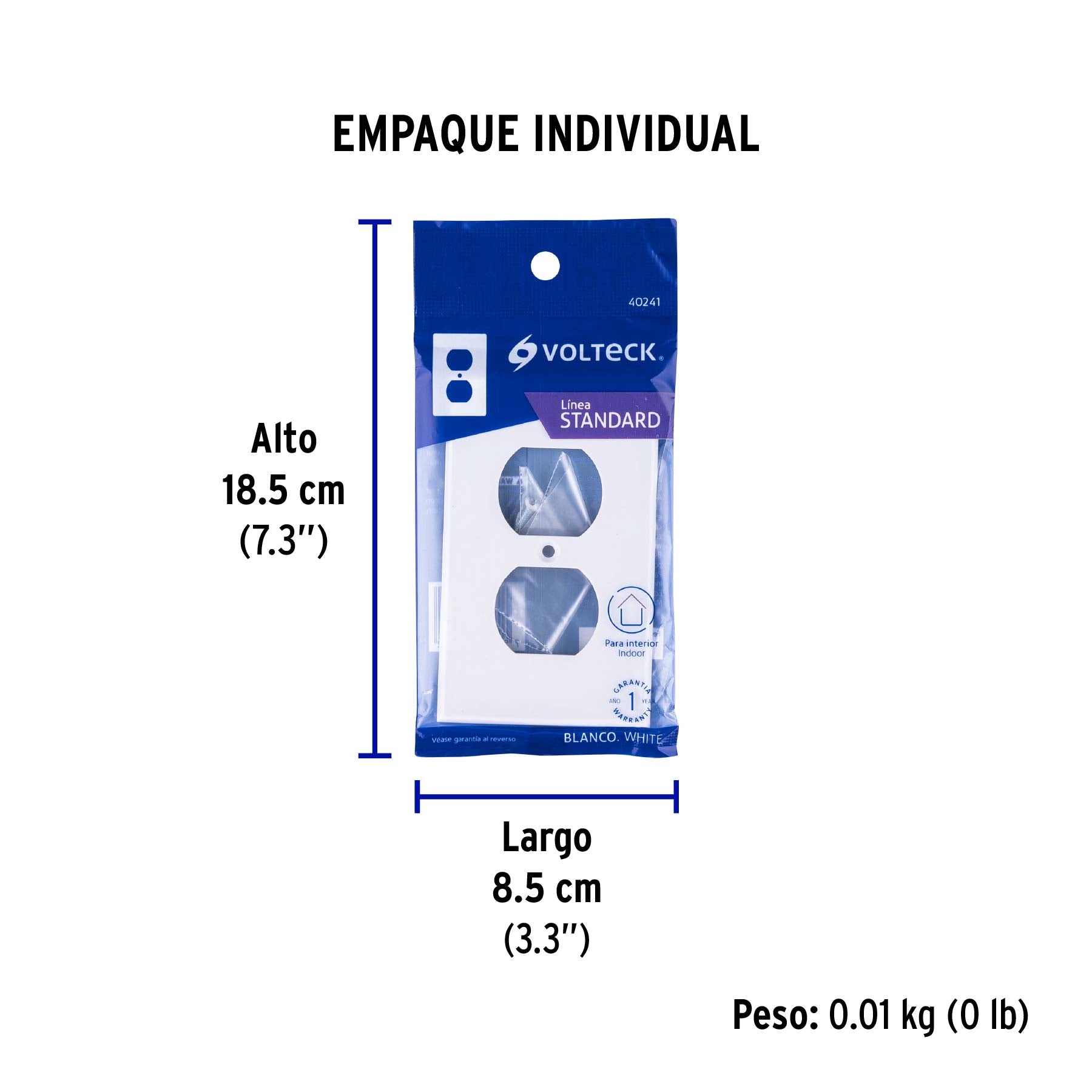 Placa de ABS dúplex, Standard, blanco Volteck