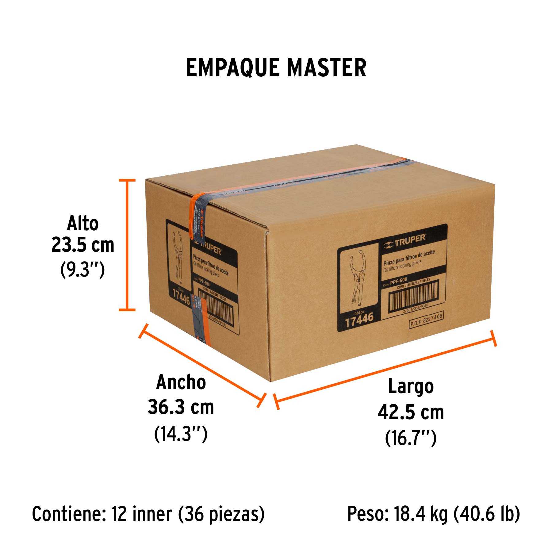 Pinza de presión 9" para filtros de aceite
