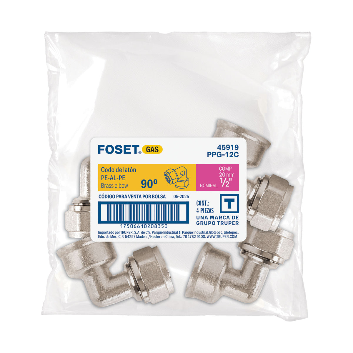 Codo 90° para PEALPE, 1/2', Foset