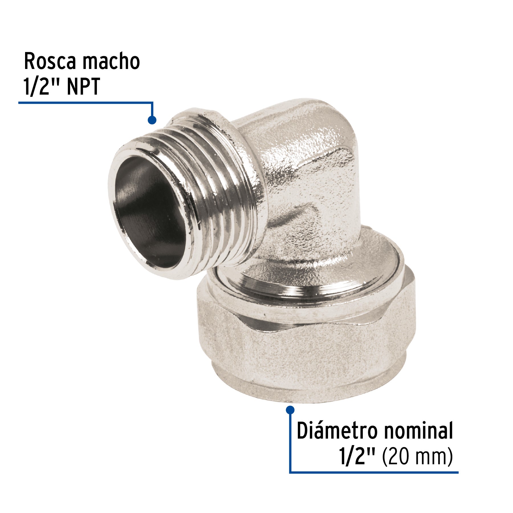 Codo 90° para PEALPE, 1/2', con rosca macho, Foset
