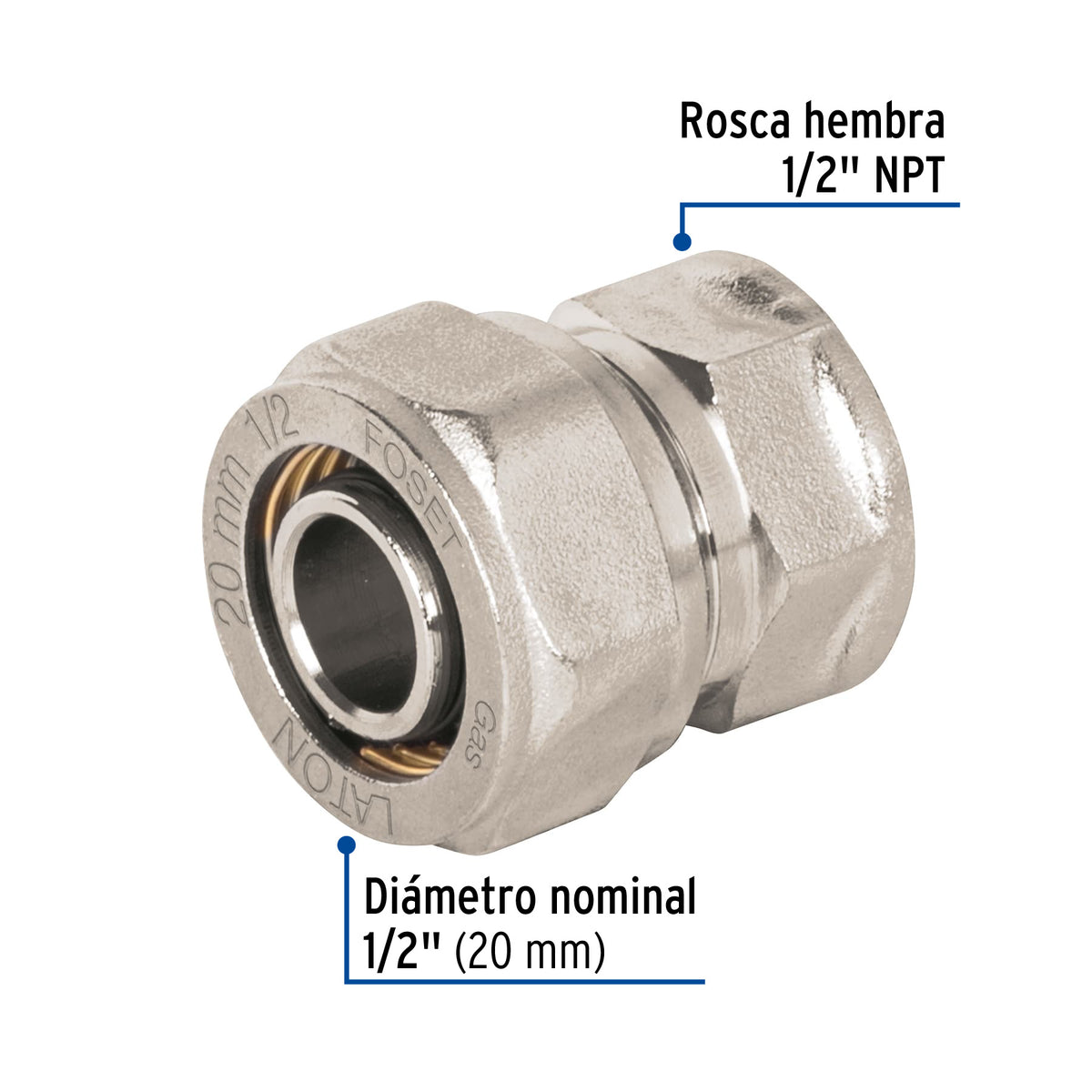 Conector para PEALPE, 1/2', con rosca hembra, Foset