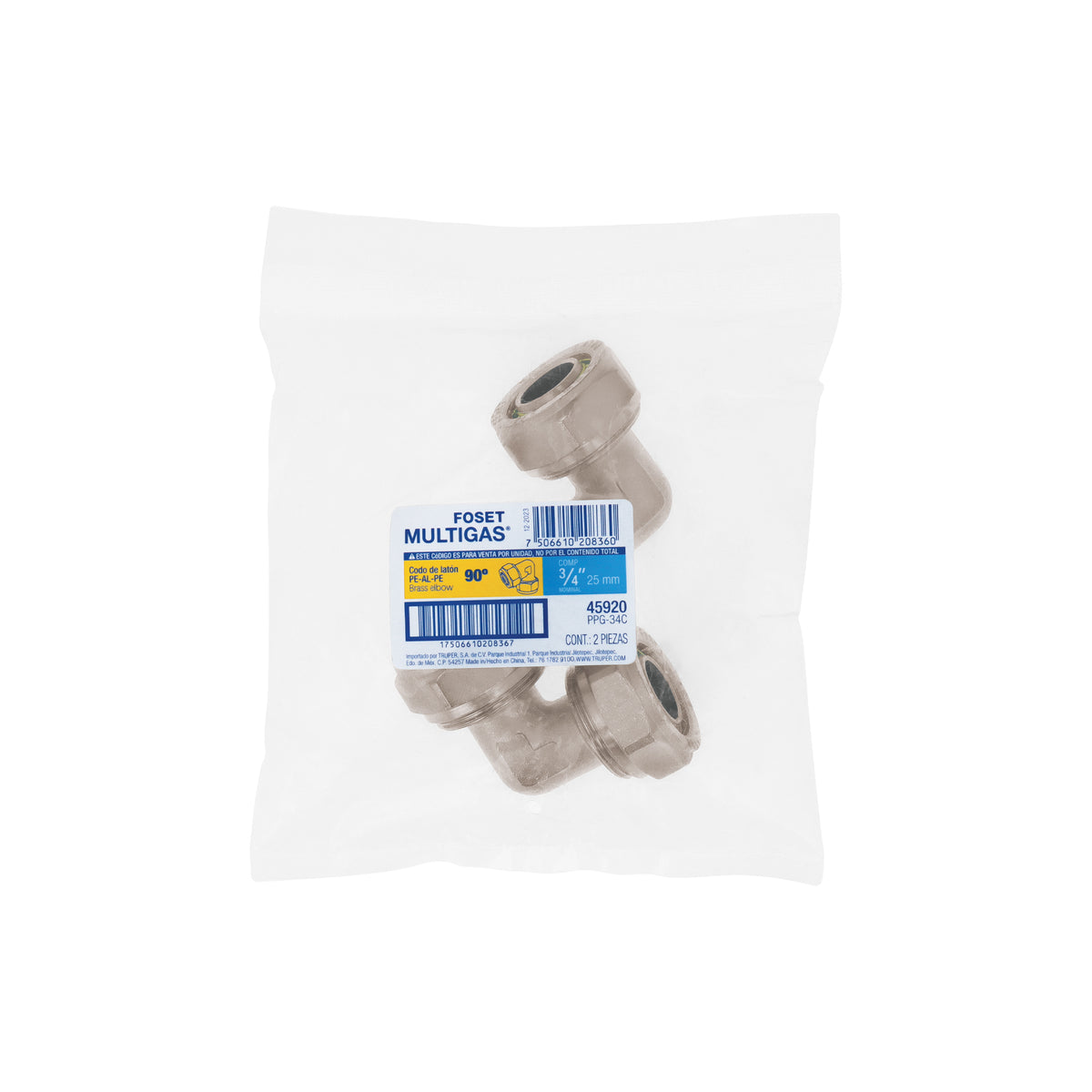 Codo 90° para PEALPE, 3/4', Foset