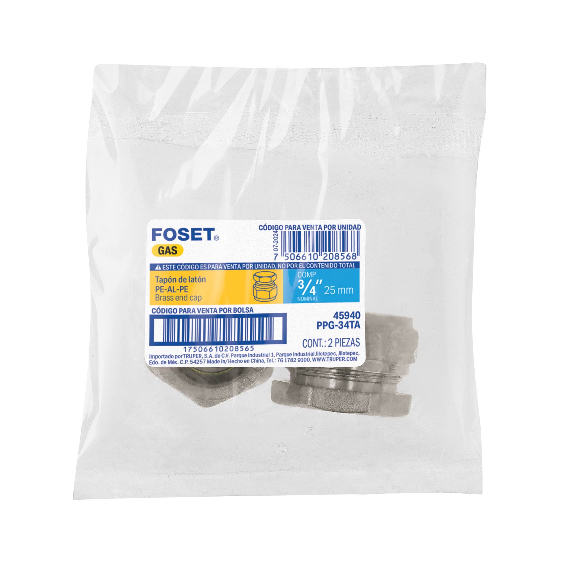 Tapón para PE-AL-PE, 3/4', Foset