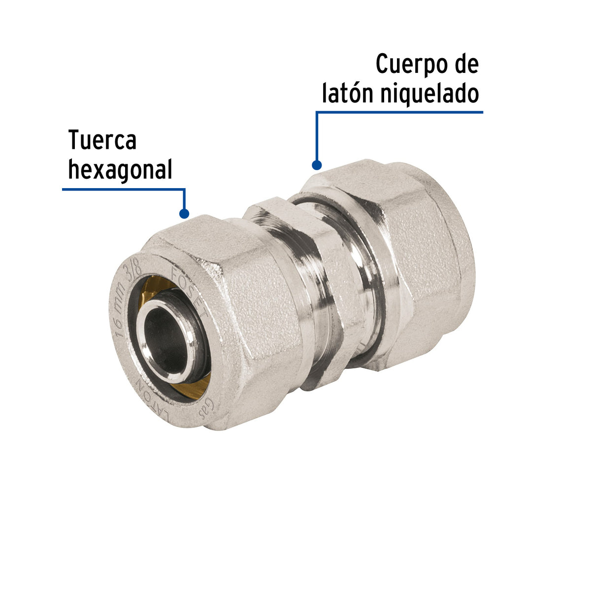 Cople de compresión para PEALPE, 3/8', Foset