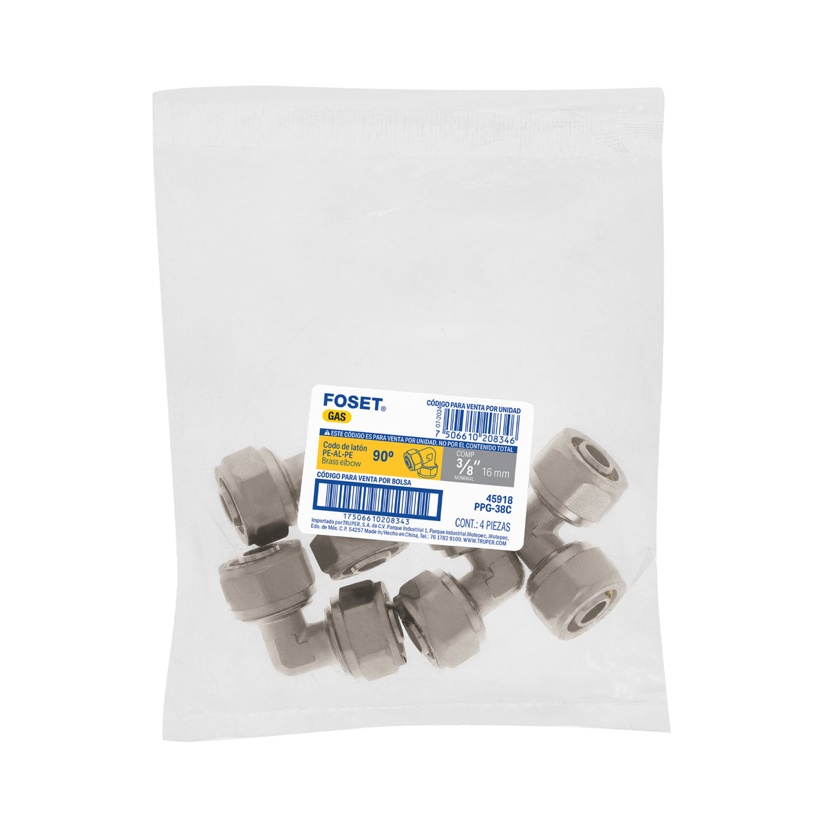 Codo 90° para PEALPE, 3/8', Foset