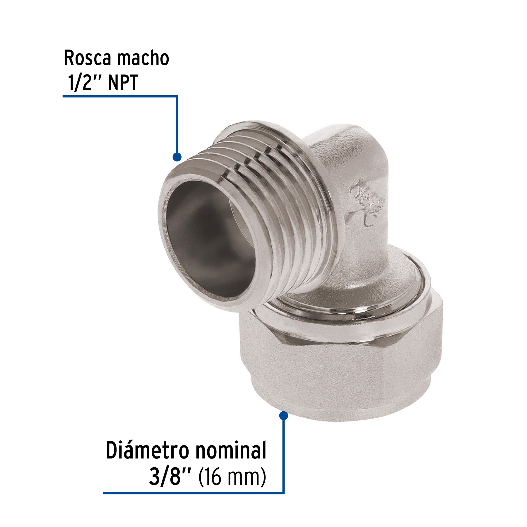 Codo 90° para PEALPE, 3/8', con rosca macho, Foset