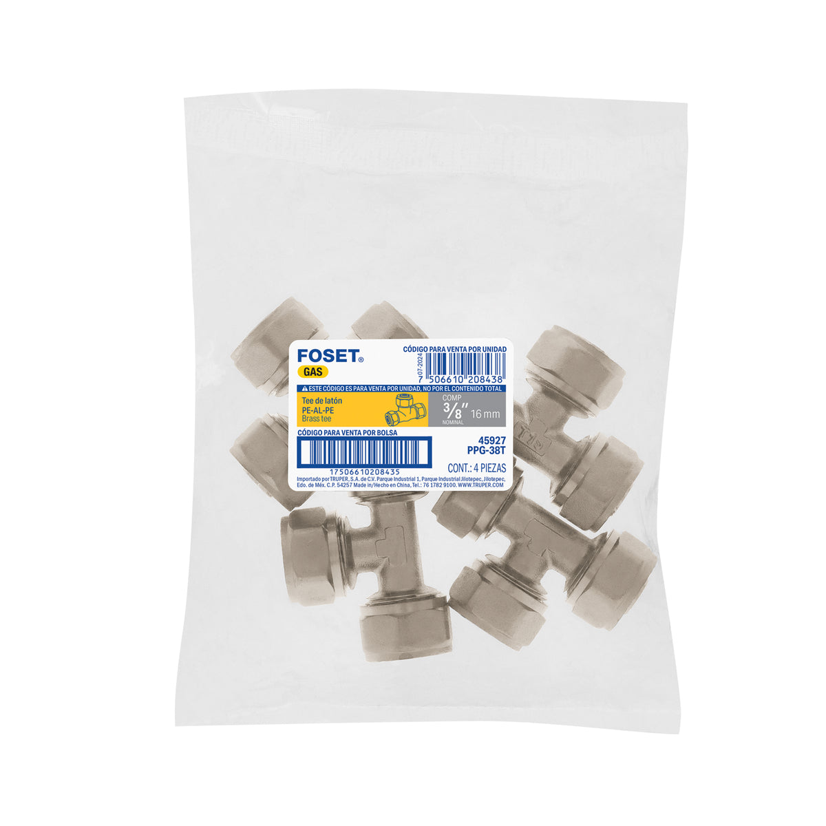 Tee para PEALPE, 3/8', Foset
