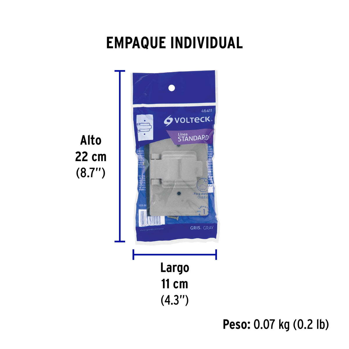 Placa contacto redondo, policarbonato,p/intemperie, Standard
