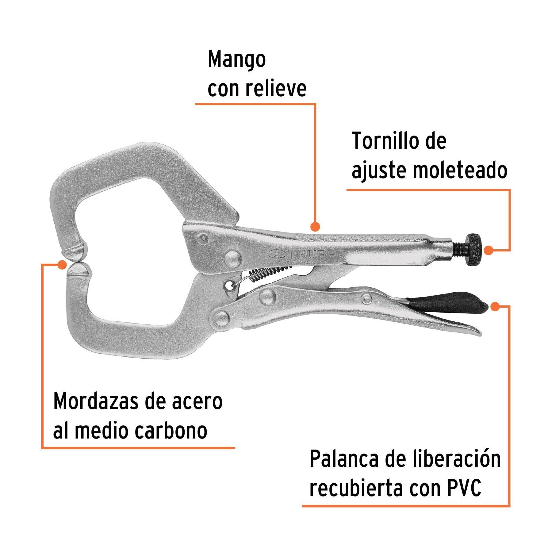 Pinza de presión tipo "c" de 6", con mordaza fija