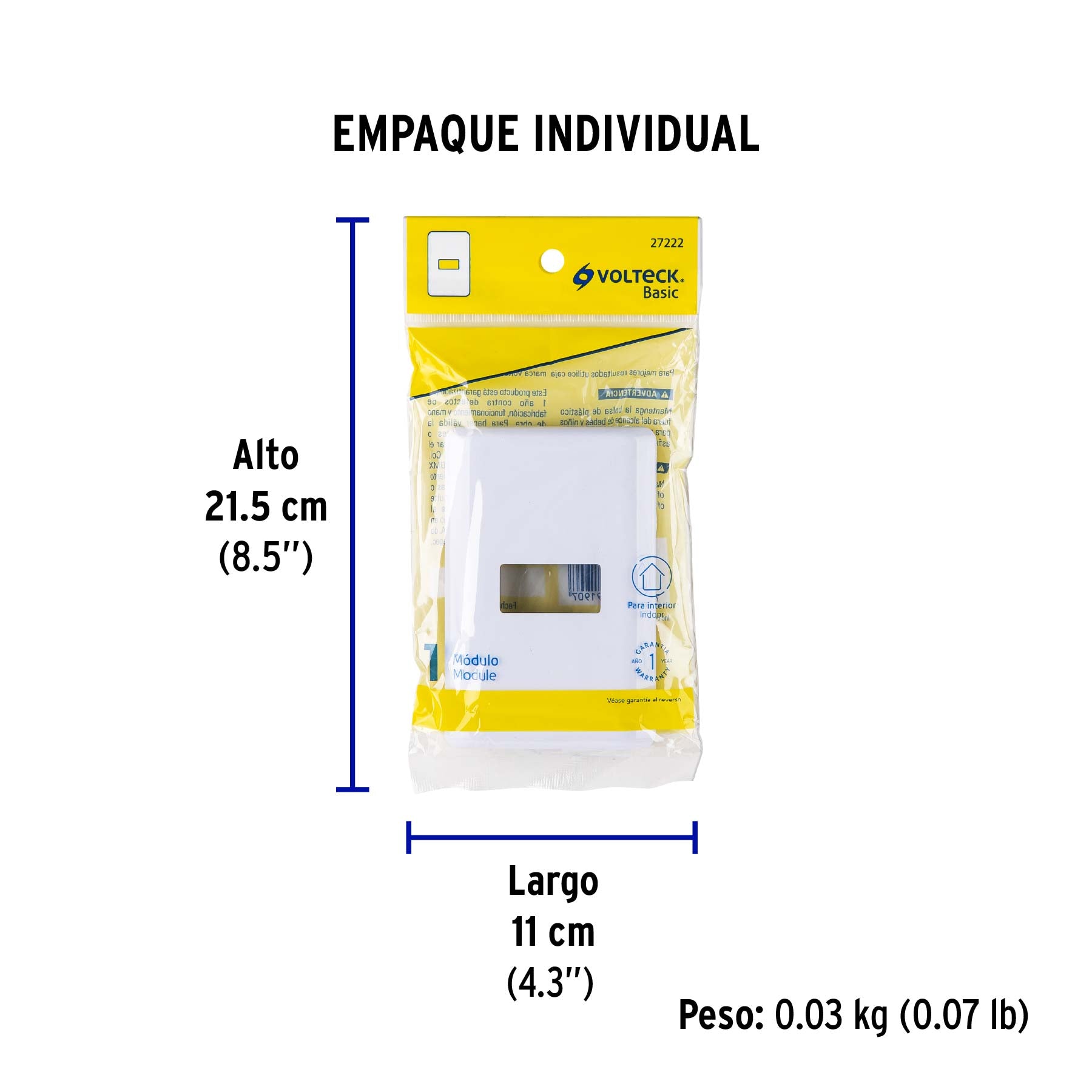 Placa 1 módulo de ABS, línea Basic, blanca