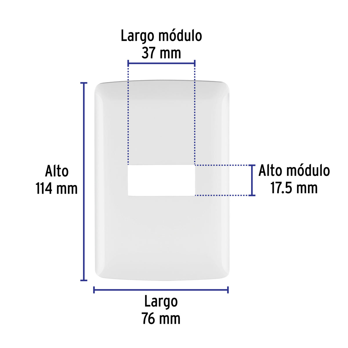 Placa 1 módulo de ABS, línea Italiana, color blanco